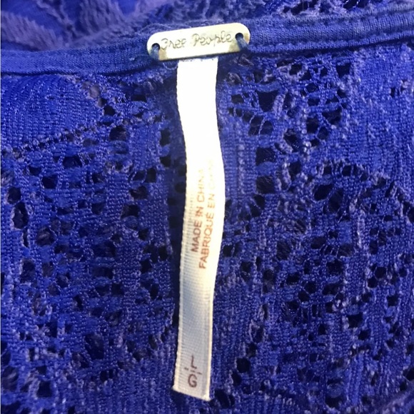 FREE PEOPLE Shake It Up Mesh Lace Dress Colbalt Blue Cocktail Party L Large - Picture 6 of 7